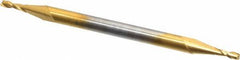 Hertel - 1/16", 3/16" LOC, 1/8" Shank Diam, 2" OAL, 2 Flute, Solid Carbide Square End Mill - Double End, TiN Finish, 30° Helix, Centercutting - Exact Tool & Supply