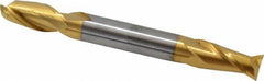 Hertel - 3/8", 3/4" LOC, 3/8" Shank Diam, 3-1/2" OAL, 2 Flute, Solid Carbide Square End Mill - Double End, TiN Finish, 30° Helix, Centercutting - Exact Tool & Supply