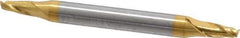 Hertel - 1/8", 1/4" LOC, 1/8" Shank Diam, 1-1/2" OAL, 2 Flute, Solid Carbide Square End Mill - Double End, TiN Finish, 30° Helix, Centercutting - Exact Tool & Supply