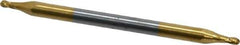 Hertel - 1/16", 3/16" LOC, 1/8" Shank Diam, 2" OAL, 4 Flute, Solid Carbide Square End Mill - Double End, TiN Finish, 30° Helix, Centercutting, Right Hand Cut - Exact Tool & Supply