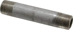 Merit Brass - Schedule 80, 1/2" Pipe x 4" Long, Grade 304/304L Stainless Steel Pipe Nipple - Seamless & Threaded - Exact Tool & Supply