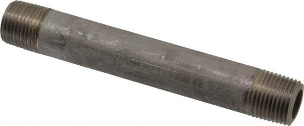 Merit Brass - Schedule 80, 1/2" Pipe x 5-1/2" Long, Grade 304/304L Stainless Steel Pipe Nipple - Seamless & Threaded - Exact Tool & Supply