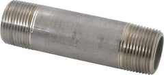 Merit Brass - Schedule 80, 1" Pipe x 4-1/2" Long, Grade 304/304L Stainless Steel Pipe Nipple - Seamless & Threaded - Exact Tool & Supply