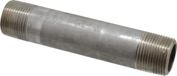 Merit Brass - Schedule 80, 1" Pipe x 6" Long, Grade 304/304L Stainless Steel Pipe Nipple - Seamless & Threaded - Exact Tool & Supply