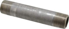 Merit Brass - Schedule 80, 1" Pipe x 6" Long, Grade 304/304L Stainless Steel Pipe Nipple - Seamless & Threaded - Exact Tool & Supply