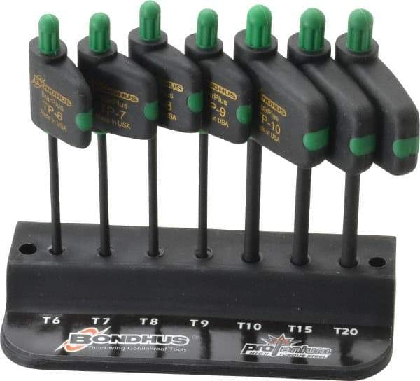 Bondhus - 7 Piece IP6 to IP20 Protanium Flag-Style Torx Plus Key Set - 3-1/2" OAL, 2" Length Under Head, IP6, IP7, IP8, IP9, IP10, IP15, IP20 Torx Size - Exact Tool & Supply