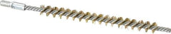 Schaefer Brush - 3" Brush Length, 1/4" Diam, Double Stem, Single Spiral Tube Brush - 4-1/2" Long, Brass, 8-32 Male Connection - Exact Tool & Supply