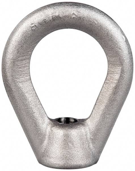 Gibraltar - 2,700 Lb Capacity, 3/8-16 Thread, Stainless Steel Lifting Eye Nut - Grade 304, 2-1/2" High, 1-1/4" Inside & 2" Outside Eye Diam, 7/8" Bell/Base Width - Exact Tool & Supply
