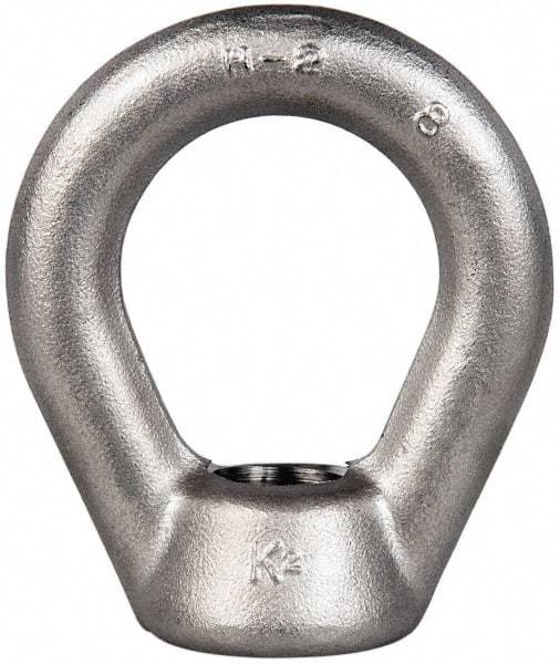 Gibraltar - 5,000 Lb Capacity, 3/4-10 Thread, Stainless Steel Lifting Eye Nut - Grade 304, 3" High, 1-1/2" Inside & 2-1/2" Outside Eye Diam, 1-3/8" Bell/Base Width - Exact Tool & Supply