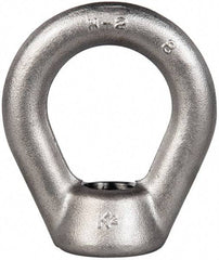 Gibraltar - 5,000 Lb Capacity, 3/4-10 Thread, Stainless Steel Lifting Eye Nut - Grade 304, 3" High, 1-1/2" Inside & 2-1/2" Outside Eye Diam, 1-3/8" Bell/Base Width - Exact Tool & Supply