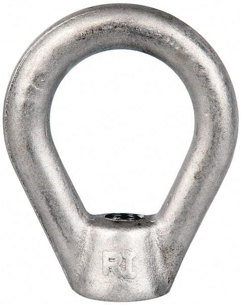 Gibraltar - 2,700 Lb Capacity, 3/8-16 Thread, Stainless Steel Lifting Eye Nut - Grade 316, 2-1/2" High, 1-1/4" Inside & 2" Outside Eye Diam, 7/8" Bell/Base Width - Exact Tool & Supply