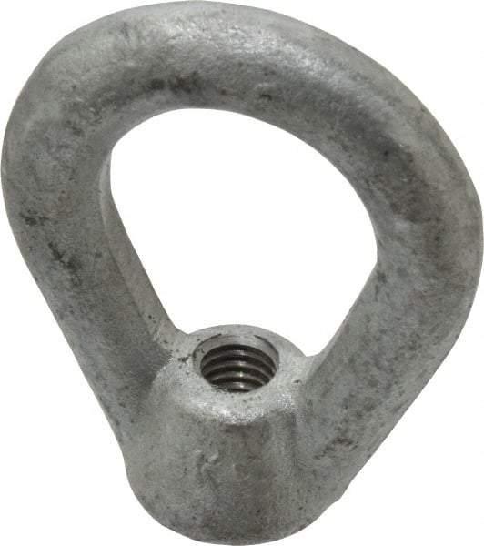 Gibraltar - 2,700 Lb Capacity, 3/8-16 Thread, Galvanized Finsih, Carbon Steel Heavy Duty Lifting Eye Nut - Grade C-1030, 2-1/2" High, 1-1/4" Inside & 2" Outside Eye Diam, 7/8" Bell/Base Width - Exact Tool & Supply