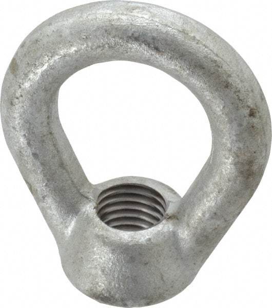 Gibraltar - 5,000 Lb Capacity, 3/4-10 Thread, Galvanized Finsih, Carbon Steel Heavy Duty Lifting Eye Nut - Grade C-1030, 3" High, 1-1/2" Inside & 2-1/2" Outside Eye Diam, 1-3/8" Bell/Base Width - Exact Tool & Supply