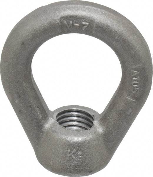 Gibraltar - 5,000 Lb Capacity, 3/4-10 Thread, Self Colored, Carbon Steel Heavy Duty Lifting Eye Nut - Grade C-1030, 3" High, 1-1/2" Inside & 2-1/2" Outside Eye Diam, 1-3/8" Bell/Base Width - Exact Tool & Supply