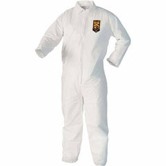 KleenGuard - Size M Film Laminate Chemical Resistant Coveralls - White, Zipper Closure, Open Cuffs, Open Ankles - Exact Tool & Supply