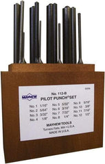 Mayhew - 12 Piece, 1/16 to 1/2", Roll Pin Punch Set - Round Shank, Alloy Steel, Comes in Wood Box - Exact Tool & Supply