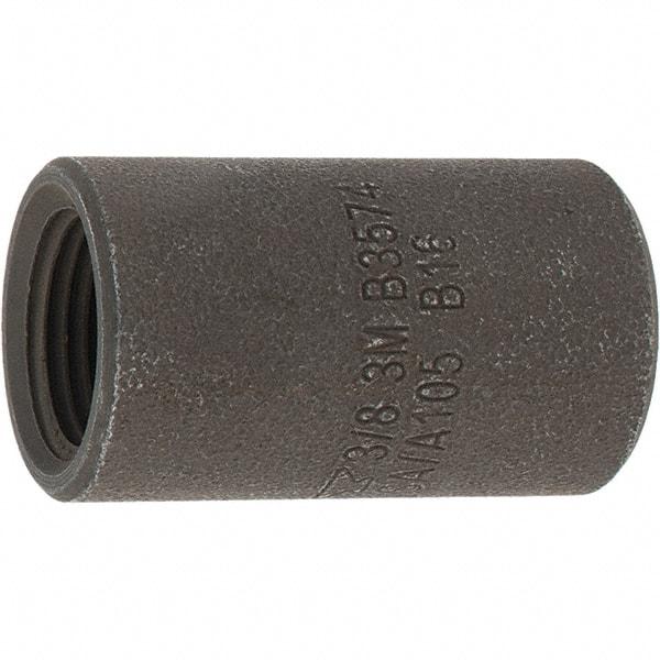 Made in USA - Size 3/8", Class 3,000, Forged Carbon Steel Black Pipe Coupling - 3,000 psi, Threaded End Connection - Exact Tool & Supply