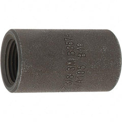 Made in USA - Size 3/8", Class 3,000, Forged Carbon Steel Black Pipe Coupling - 3,000 psi, Threaded End Connection - Exact Tool & Supply