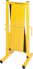 Made in USA - 37" High Folding Barricade - Aluminum & Steel Frame, Safety Yellow/Black - Exact Tool & Supply