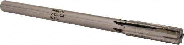 Made in USA - 0.645" Carbide-Tipped 6 Flute Chucking Reamer - Exact Tool & Supply