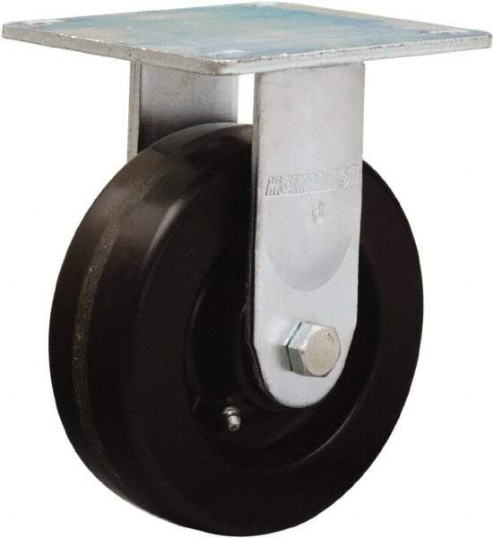 Hamilton - 6" Diam x 2" Wide x 7-1/2" OAH Top Plate Mount Rigid Caster - Phenolic, 900 Lb Capacity, Straight Roller Bearing, 5 x 5-1/2" Plate - Exact Tool & Supply