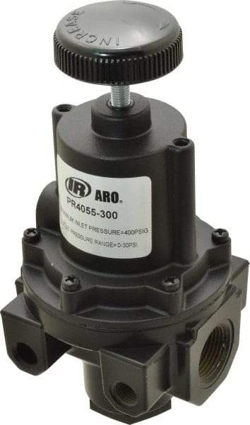 ARO/Ingersoll-Rand - 3/4 NPT Port, 200 CFM, Zinc Diaphragm Operated Regulator - 0 to 30 psi Range, 400 Max psi Supply Pressure, 1/4" Gauge Port Thread, 3.62" Wide x 7.2" High - Exact Tool & Supply