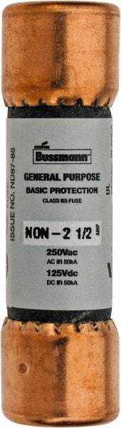 Cooper Bussmann - 125 VDC, 250 VAC, 2.5 Amp, Fast-Acting General Purpose Fuse - Fuse Holder Mount, 50.8mm OAL, 50 at AC/DC kA Rating, 9/16" Diam - Exact Tool & Supply