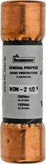 Cooper Bussmann - 125 VDC, 250 VAC, 2.5 Amp, Fast-Acting General Purpose Fuse - Fuse Holder Mount, 50.8mm OAL, 50 at AC/DC kA Rating, 9/16" Diam - Exact Tool & Supply