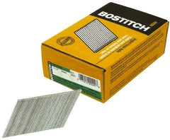 Stanley Bostitch - 15 Gauge 0.072" Shank Diam 2-1/2" Long Finishing Nails for Power Nailers - Steel, Galvanized Finish, Angled Stick Collation, Chisel Point - Exact Tool & Supply