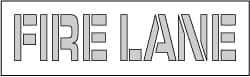 NMC - Fire Lane Stencil - 8 Inch High x 61 Inch Wide Character x 0.06 Inch Thick, Polyethylene, English - Exact Tool & Supply