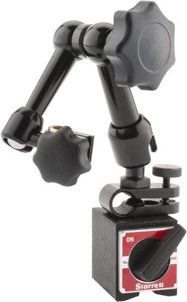 Starrett - 70 Lb Magnetic Force, Fine Adjustment Indicator Positioner & Holder with Base - Articulated Arm, Rectangular Base, 1" Base Height, 1-3/16" Base Length, 1-7/16" Base Width - Exact Tool & Supply