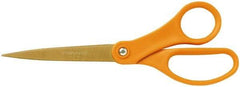 Fiskars - 3-1/2" LOC, 8" OAL TiN Coated Stainless Steel Ergonomic Titanium Shop Shear - Ambidextrous, Straight Handle, For Shop Use - Exact Tool & Supply