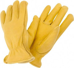 MCR Safety - Size XL Work Gloves - Slip-On Cuff, Gold, Paired - Exact Tool & Supply