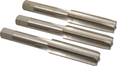 Interstate - M12x1.25 Metric Fine, 4 Flute, Bottoming, Plug & Taper, Bright Finish, High Speed Steel Tap Set - Right Hand Cut, 3-3/8" OAL, 1-21/32" Thread Length - Exact Tool & Supply