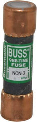 Cooper Bussmann - 125 VDC, 250 VAC, 3 Amp, Fast-Acting General Purpose Fuse - Fuse Holder Mount, 50.8mm OAL, 50 at AC/DC kA Rating, 9/16" Diam - Exact Tool & Supply