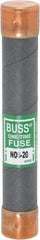Cooper Bussmann - 600 VAC, 20 Amp, Fast-Acting General Purpose Fuse - Fuse Holder Mount, 127mm OAL, 50 at AC/DC kA Rating, 13/16" Diam - Exact Tool & Supply