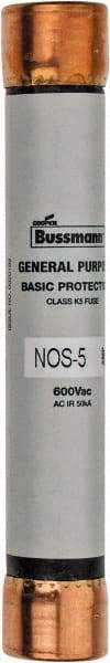 Cooper Bussmann - 600 VAC, 5 Amp, Fast-Acting General Purpose Fuse - Fuse Holder Mount, 127mm OAL, 50 at AC/DC kA Rating, 13/16" Diam - Exact Tool & Supply