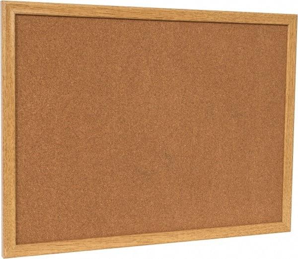 UNIVERSAL - 24" Wide x 18" High Open Cork Bulletin Board - Wood Frame, Natural Tan - Exact Tool & Supply