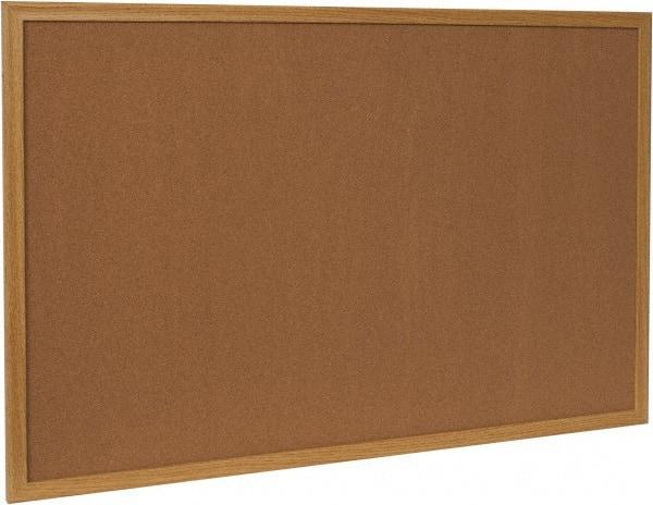 UNIVERSAL - 36" Wide x 24" High Open Cork Bulletin Board - Wood Frame, Natural Tan - Exact Tool & Supply