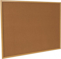 UNIVERSAL - 48" Wide x 36" High Open Cork Bulletin Board - Wood Frame, Natural Tan - Exact Tool & Supply