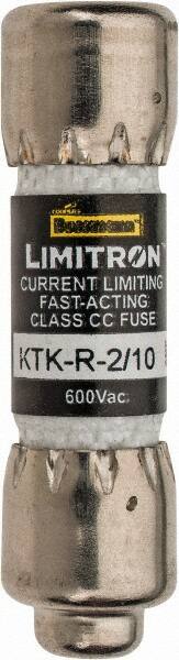 Cooper Bussmann - 600 VAC, 0.2 Amp, Fast-Acting General Purpose Fuse - Fuse Holder Mount, 1-1/2" OAL, 200 at AC (RMS) kA Rating, 13/32" Diam - Exact Tool & Supply
