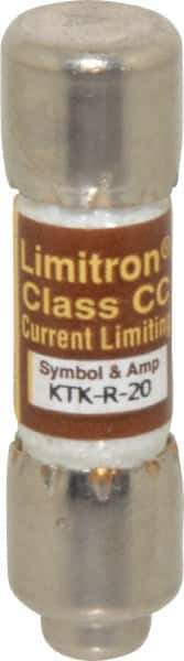 Cooper Bussmann - 600 VAC, 20 Amp, Fast-Acting General Purpose Fuse - Fuse Holder Mount, 1-1/2" OAL, 200 at AC (RMS) kA Rating, 13/32" Diam - Exact Tool & Supply
