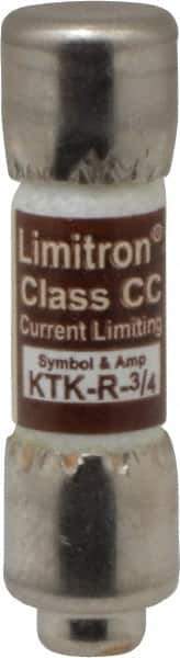 Cooper Bussmann - 600 VAC, 0.75 Amp, Fast-Acting General Purpose Fuse - Fuse Holder Mount, 1-1/2" OAL, 200 at AC (RMS) kA Rating, 13/32" Diam - Exact Tool & Supply