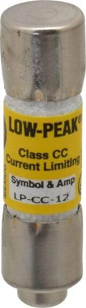 Cooper Bussmann - 150 VDC, 600 VAC, 12 Amp, Time Delay General Purpose Fuse - Fuse Holder Mount, 1-1/2" OAL, 20 at DC, 200 at AC (RMS) kA Rating, 13/32" Diam - Exact Tool & Supply