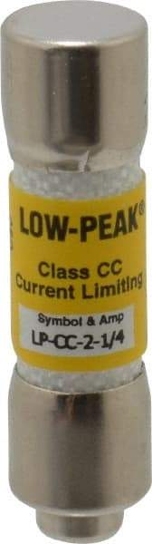 Cooper Bussmann - 300 VDC, 600 VAC, 2.25 Amp, Time Delay General Purpose Fuse - Fuse Holder Mount, 1-1/2" OAL, 20 at DC, 200 at AC (RMS) kA Rating, 13/32" Diam - Exact Tool & Supply