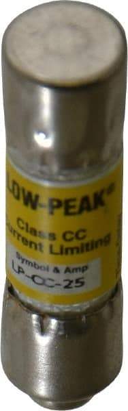 Cooper Bussmann - 300 VDC, 600 VAC, 25 Amp, Time Delay General Purpose Fuse - Fuse Holder Mount, 1-1/2" OAL, 20 at DC, 200 at AC (RMS) kA Rating, 13/32" Diam - Exact Tool & Supply