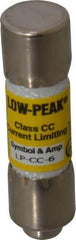 Cooper Bussmann - 150 VDC, 600 VAC, 6 Amp, Time Delay General Purpose Fuse - Fuse Holder Mount, 1-1/2" OAL, 20 at DC, 200 at AC (RMS) kA Rating, 13/32" Diam - Exact Tool & Supply