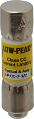 Cooper Bussmann - 150 VDC, 600 VAC, 7.5 Amp, Time Delay General Purpose Fuse - Fuse Holder Mount, 1-1/2" OAL, 20 at DC, 200 at AC (RMS) kA Rating, 13/32" Diam - Exact Tool & Supply