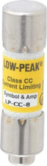 Cooper Bussmann - 150 VDC, 600 VAC, 8 Amp, Time Delay General Purpose Fuse - Fuse Holder Mount, 1-1/2" OAL, 20 at DC, 200 at AC (RMS) kA Rating, 13/32" Diam - Exact Tool & Supply