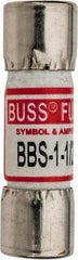 Cooper Bussmann - 600 VAC, 1.5 Amp, Fast-Acting General Purpose Fuse - Fuse Holder Mount, 1-3/8" OAL, 10 at AC kA Rating, 13/32" Diam - Exact Tool & Supply